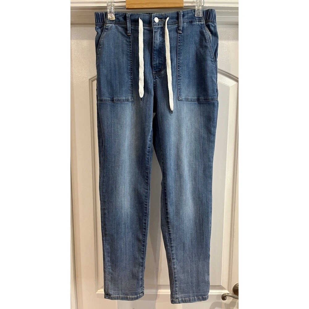 Judy Blue Jeans Womens 11/30 Blue Stretch Pull On Drawstring Faded Casual Rodeo
